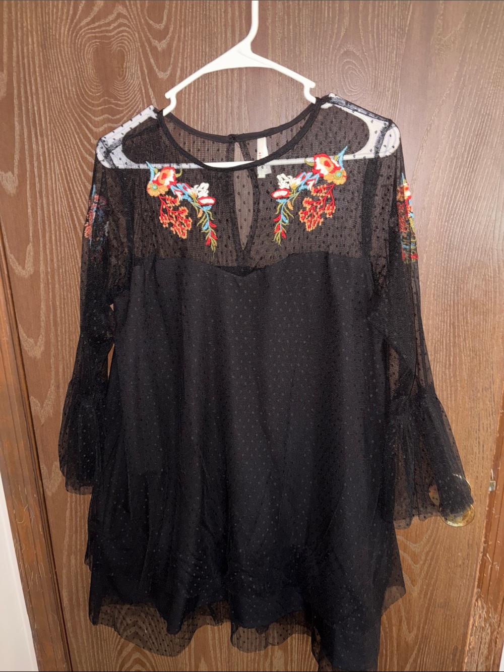 Black Sheer Embroidered Floral Women’s Dress